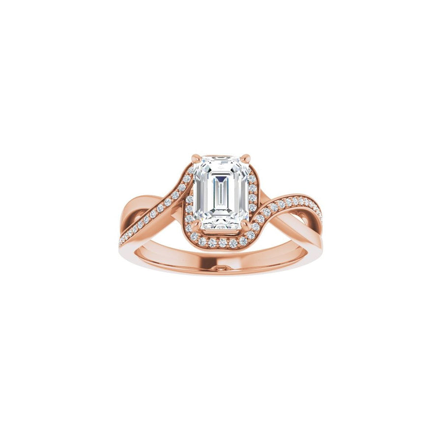 Emerald Halo-Style Bypass Engagement Ring Semi-Mount - gallery - Series 123023