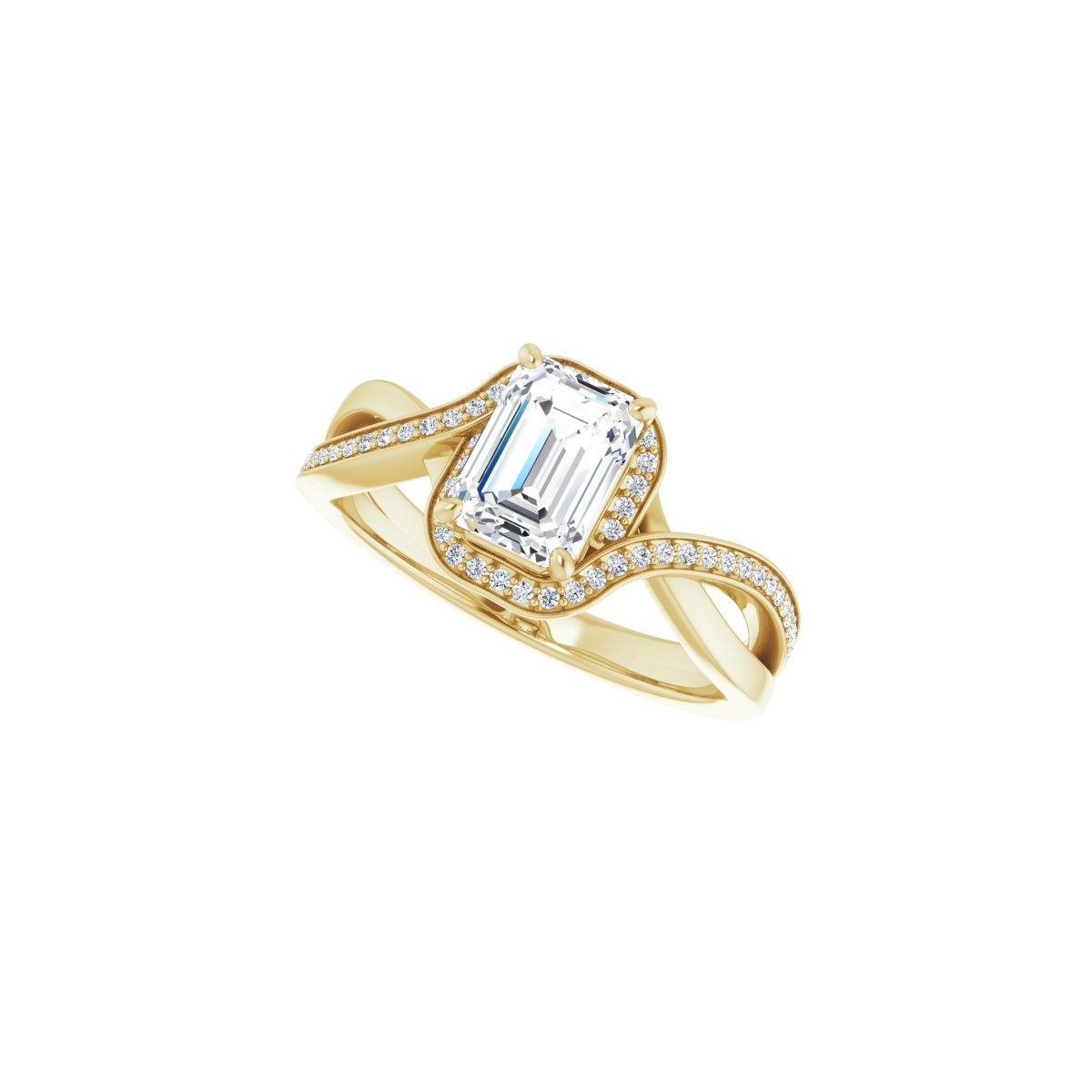 Emerald Halo-Style Bypass Engagement Ring Semi-Mount - gallery - Series 123023