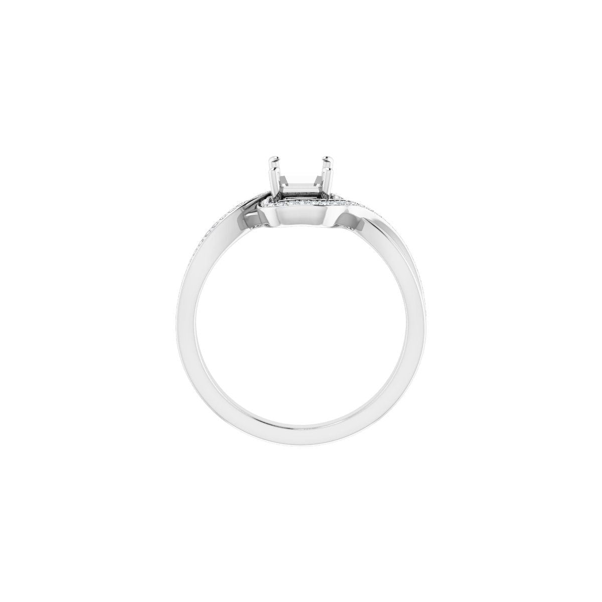 Emerald Halo-Style Bypass Engagement Ring Semi-Mount - gallery - Series 123023