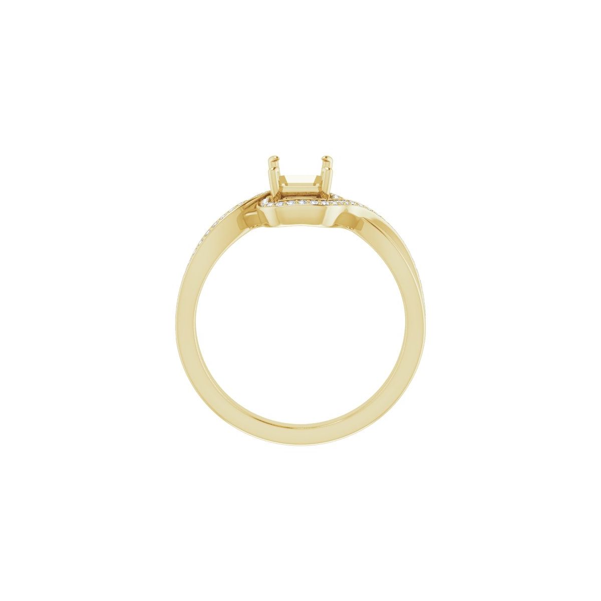 Emerald Halo-Style Bypass Engagement Ring Semi-Mount - gallery - Series 123023