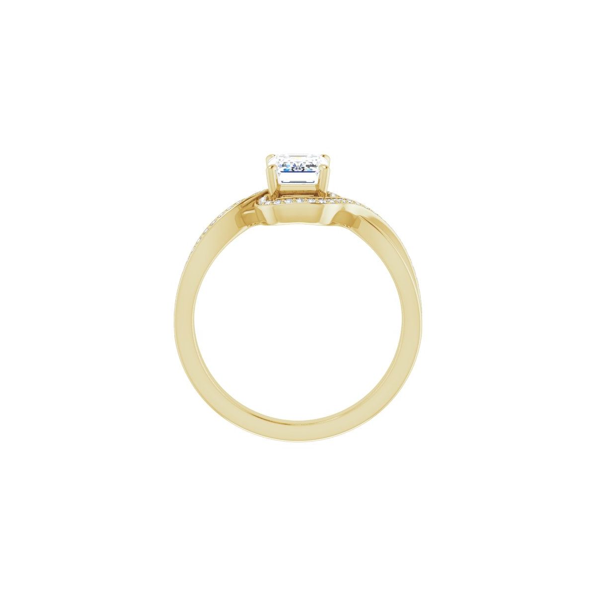 Emerald Halo-Style Bypass Engagement Ring Semi-Mount - gallery - Series 123023