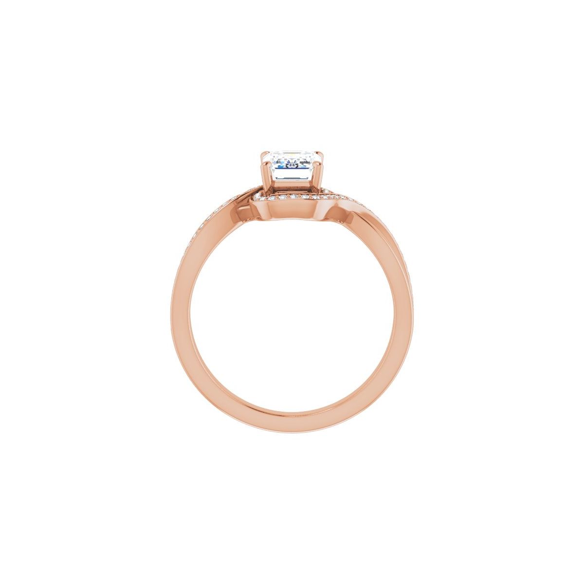 Emerald Halo-Style Bypass Engagement Ring Semi-Mount - gallery - Series 123023