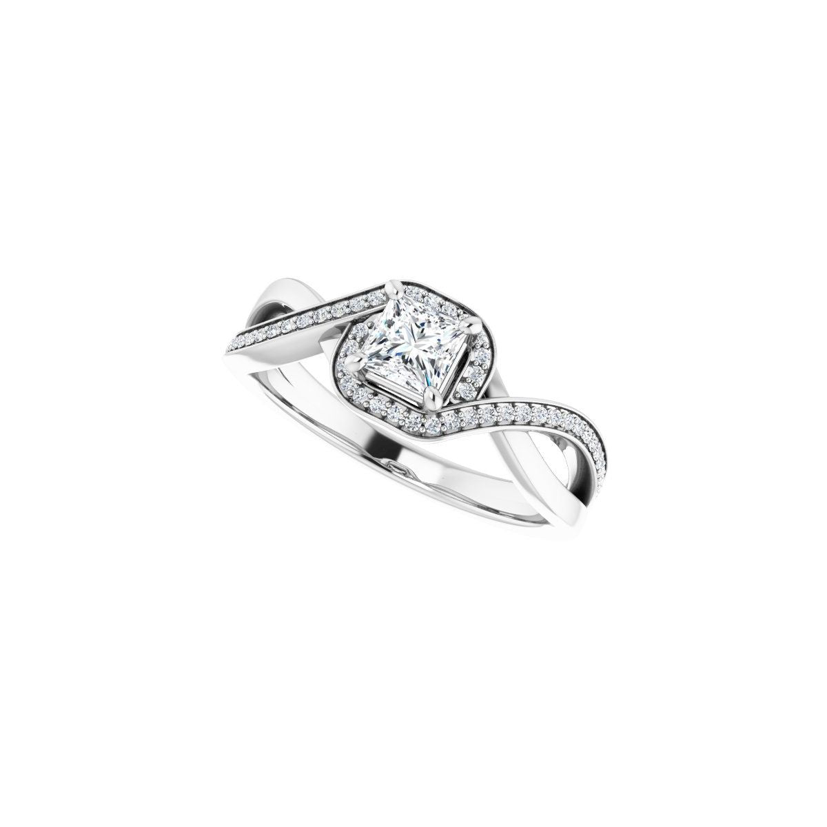 Square Halo-Style Bypass Engagement Ring Semi-Mount - gallery - Series 123023
