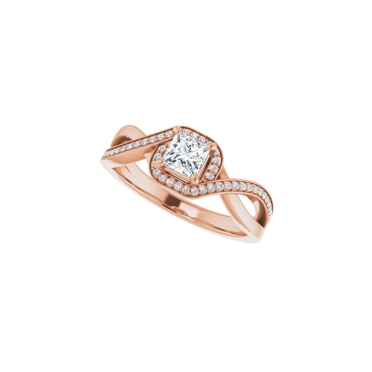 Square Halo-Style Bypass Engagement Ring Semi-Mount - gallery - Series 123023
