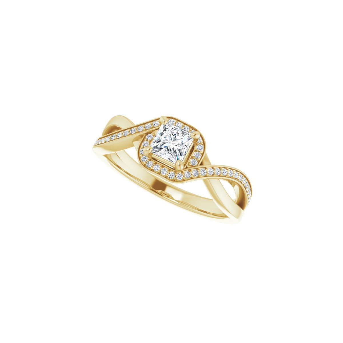 Square Halo-Style Bypass Engagement Ring Semi-Mount - gallery - Series 123023