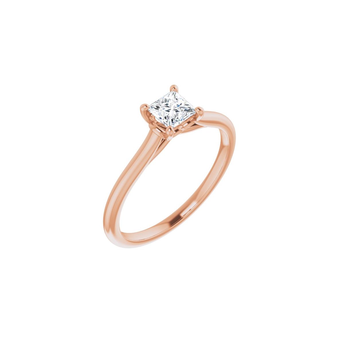 Natural Diamond Square Solitaire Engagement Ring Mounting - 14K Gold - Series 123060