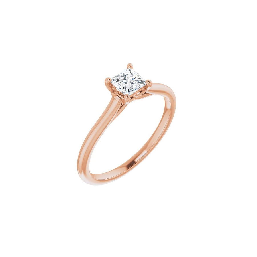 Natural Diamond Square Solitaire Engagement Ring Mounting - 14K Gold - Series 123060