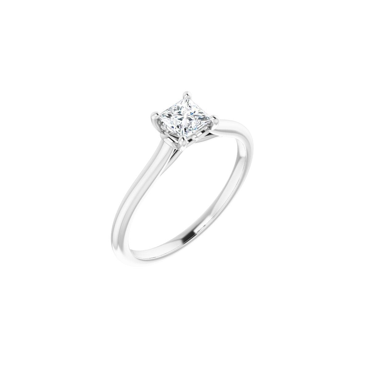 Natural Diamond Square Solitaire Engagement Ring Mounting - 14K Gold - Series 123060