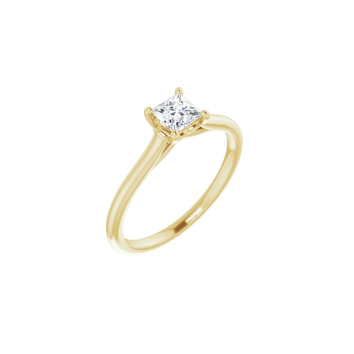 Natural Diamond Square Solitaire Engagement Ring Mounting - 14K Gold - Series 123060