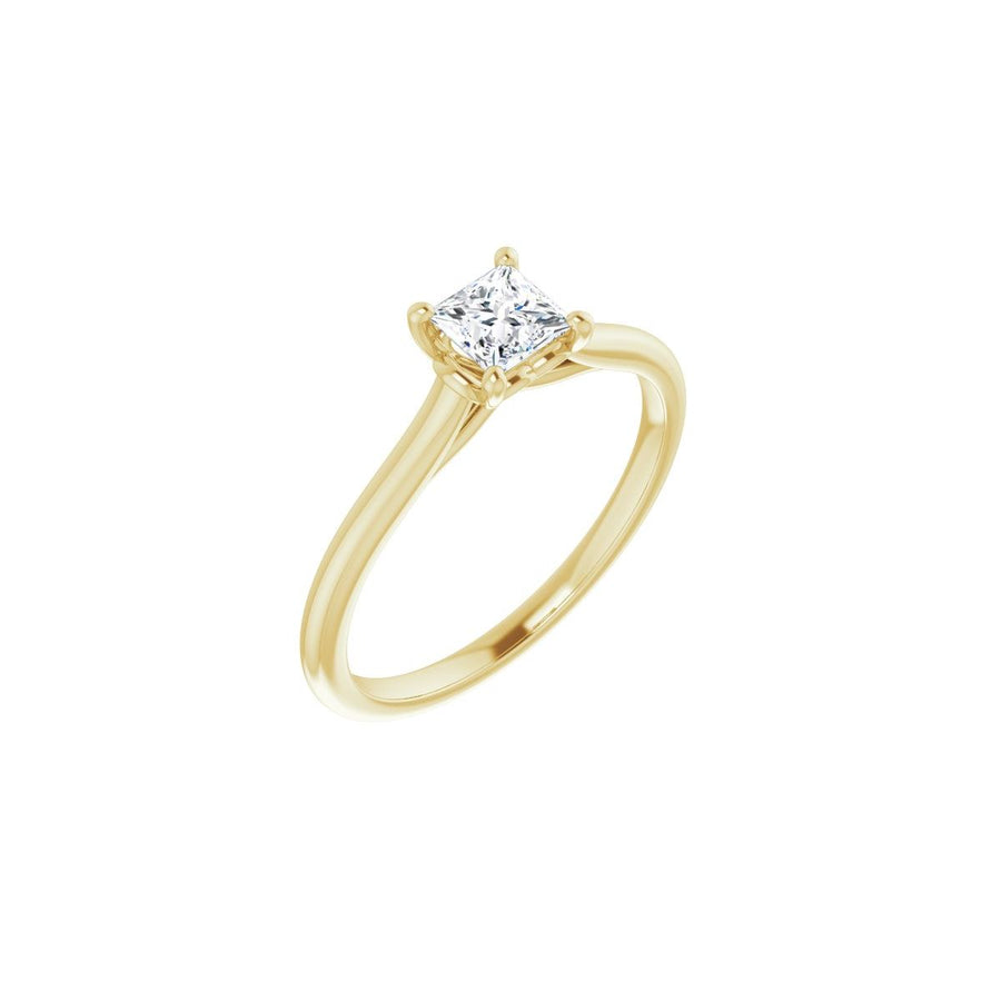 Natural Diamond Square Solitaire Engagement Ring Mounting - 14K Gold - Series 123060