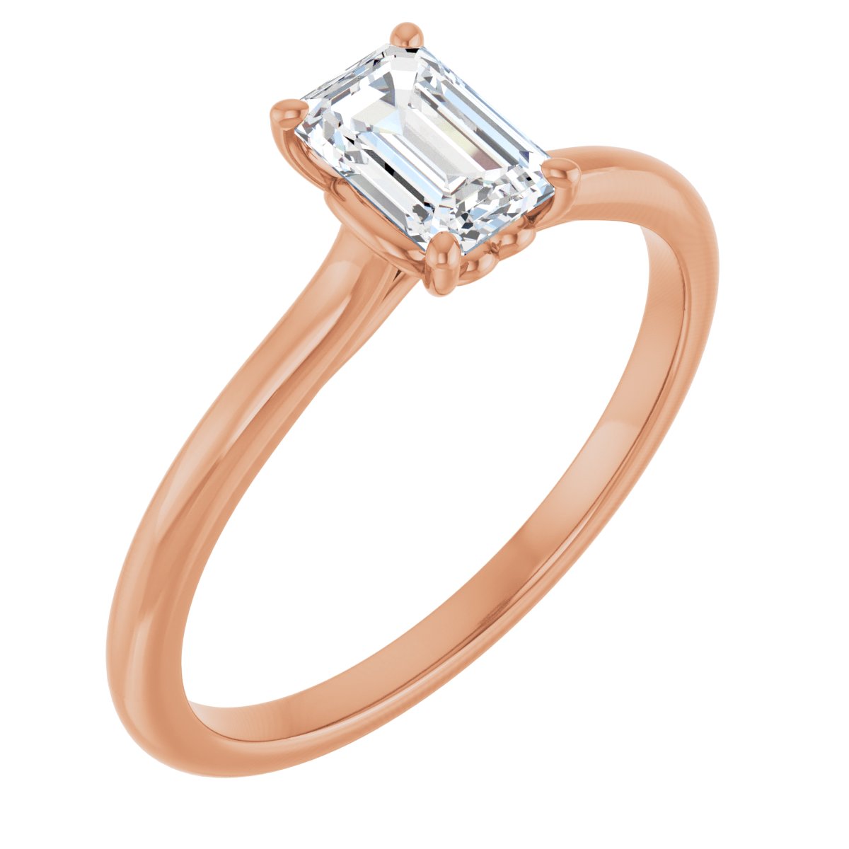 Natural Diamond Emerald Solitaire Engagement Ring Mounting - 14K Gold - Series 123060