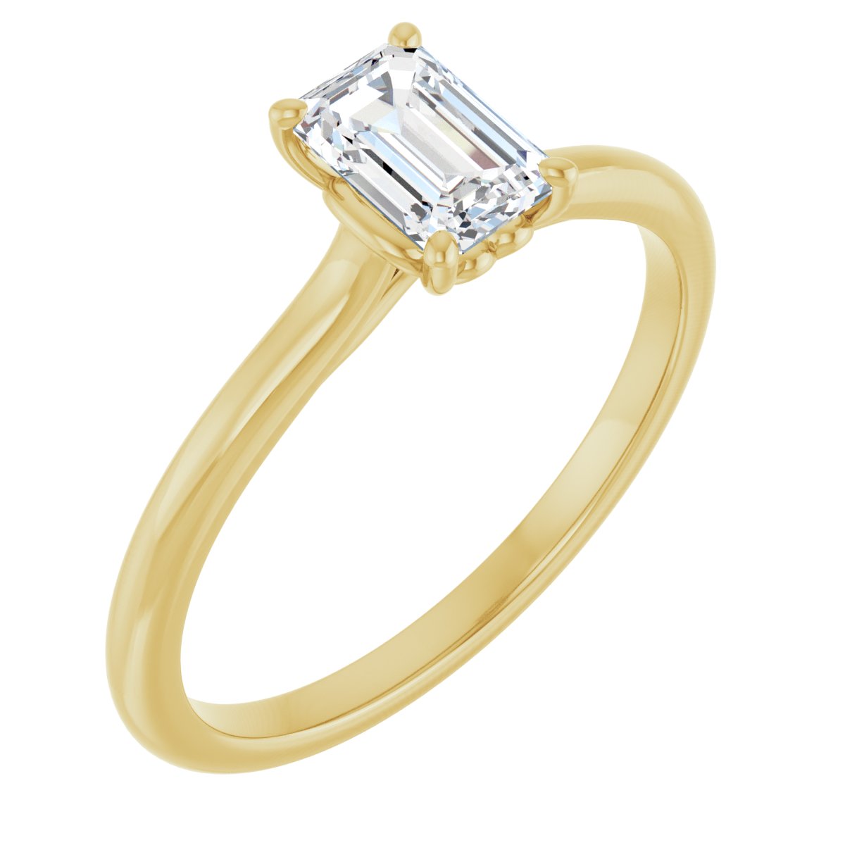 Natural Diamond Emerald Solitaire Engagement Ring Mounting - 14K Gold - Series 123060