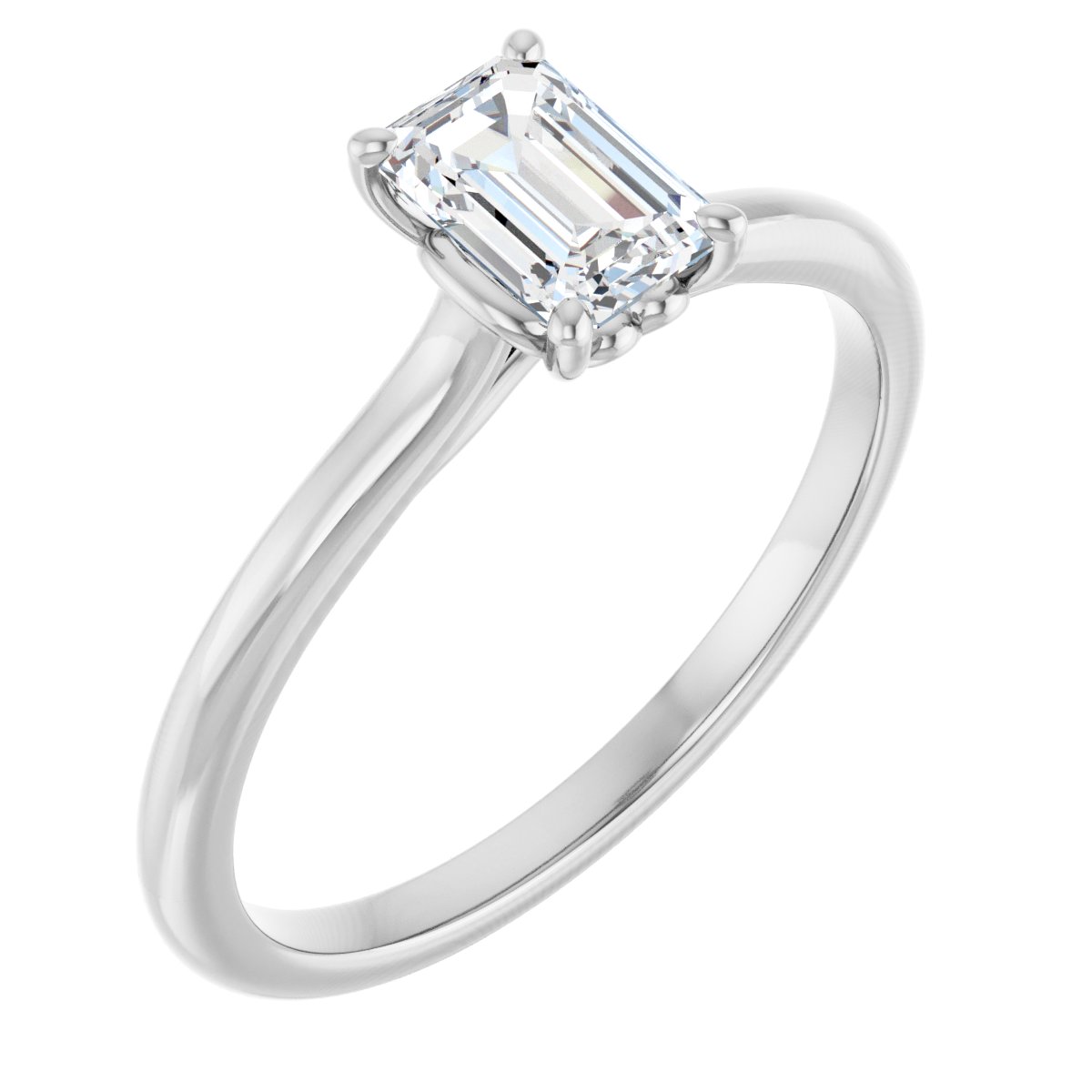 Natural Diamond Emerald Solitaire Engagement Ring Mounting - 14K Gold - Series 123060