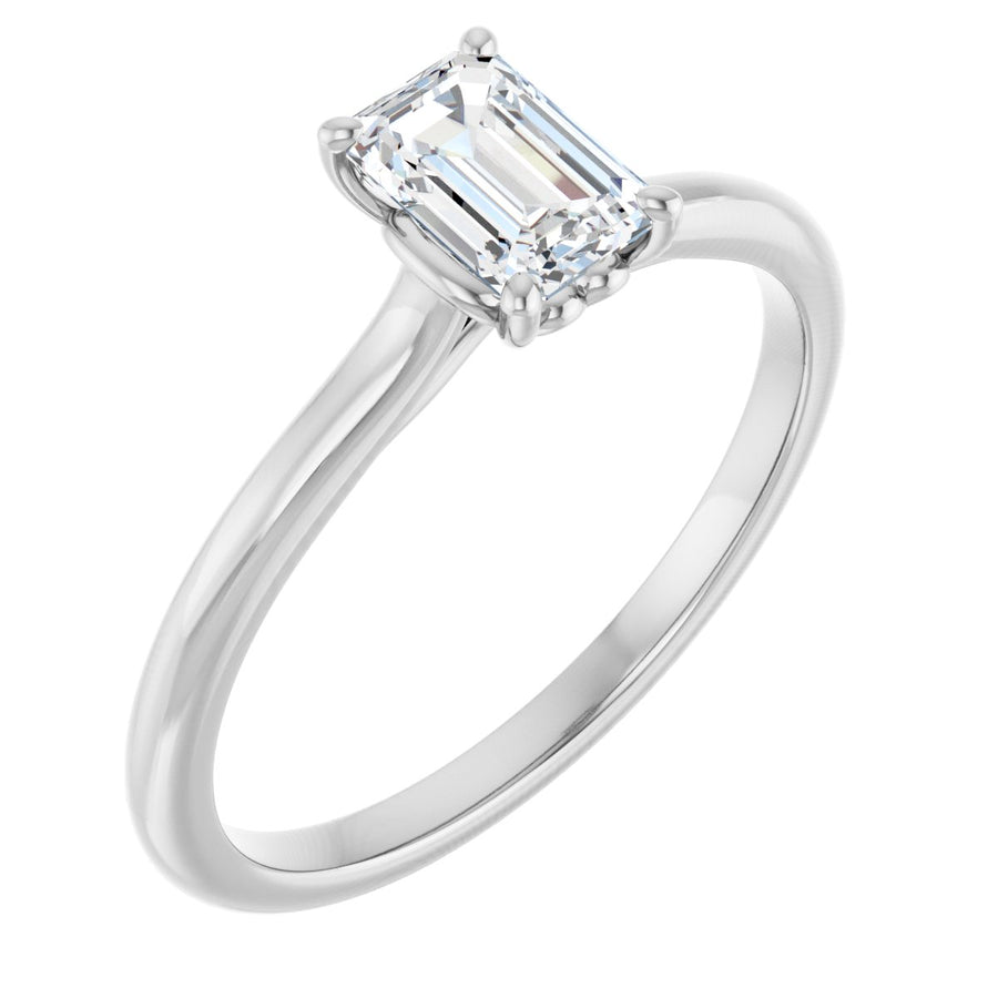 Natural Diamond Emerald Solitaire Engagement Ring Mounting - 14K Gold - Series 123060