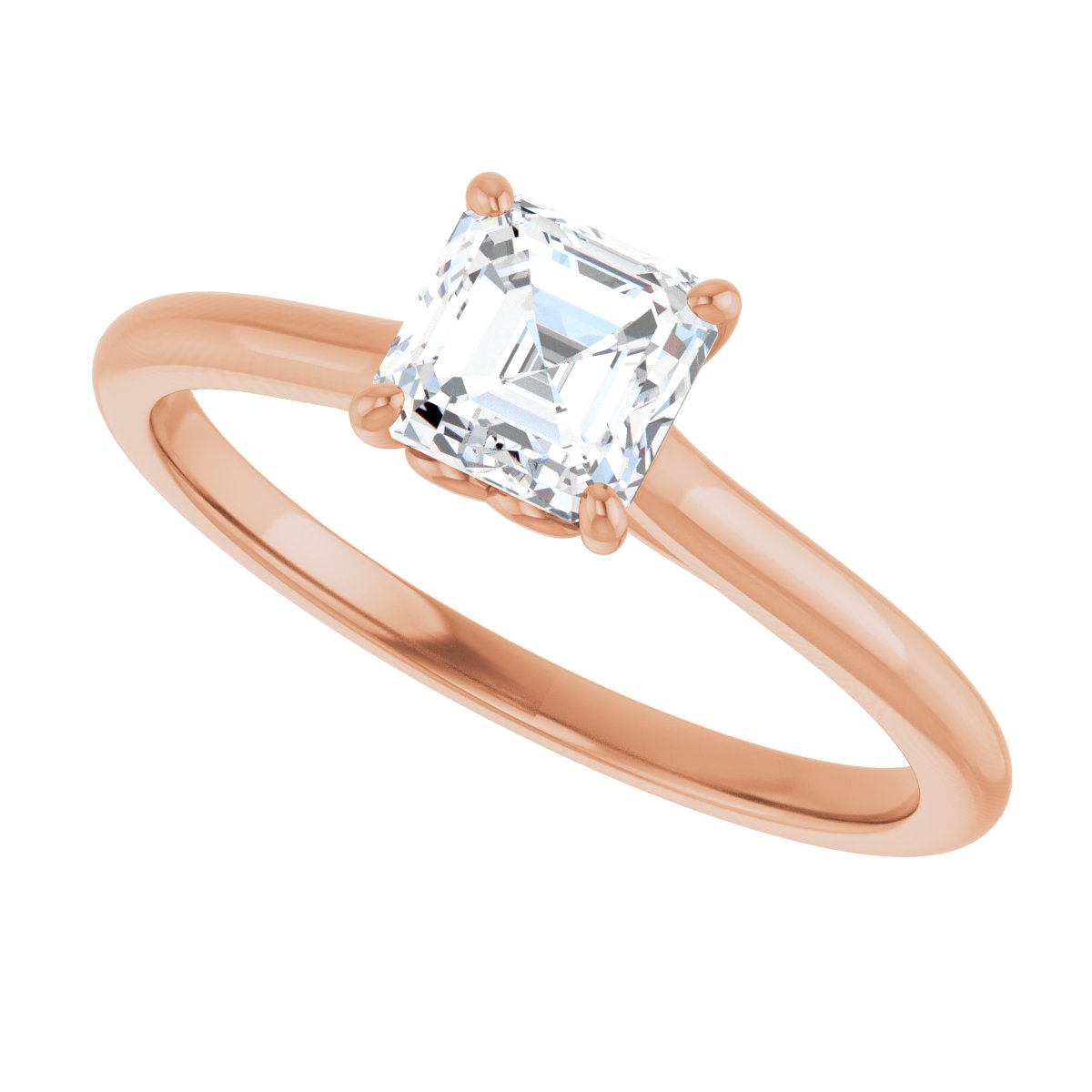 Asscher Solitaire Engagement Ring Mounting - gallery - Series 123060