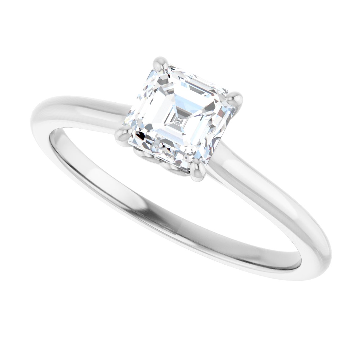 Asscher Solitaire Engagement Ring Mounting - gallery - Series 123060