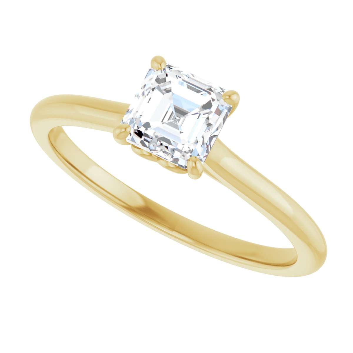 Asscher Solitaire Engagement Ring Mounting - gallery - Series 123060