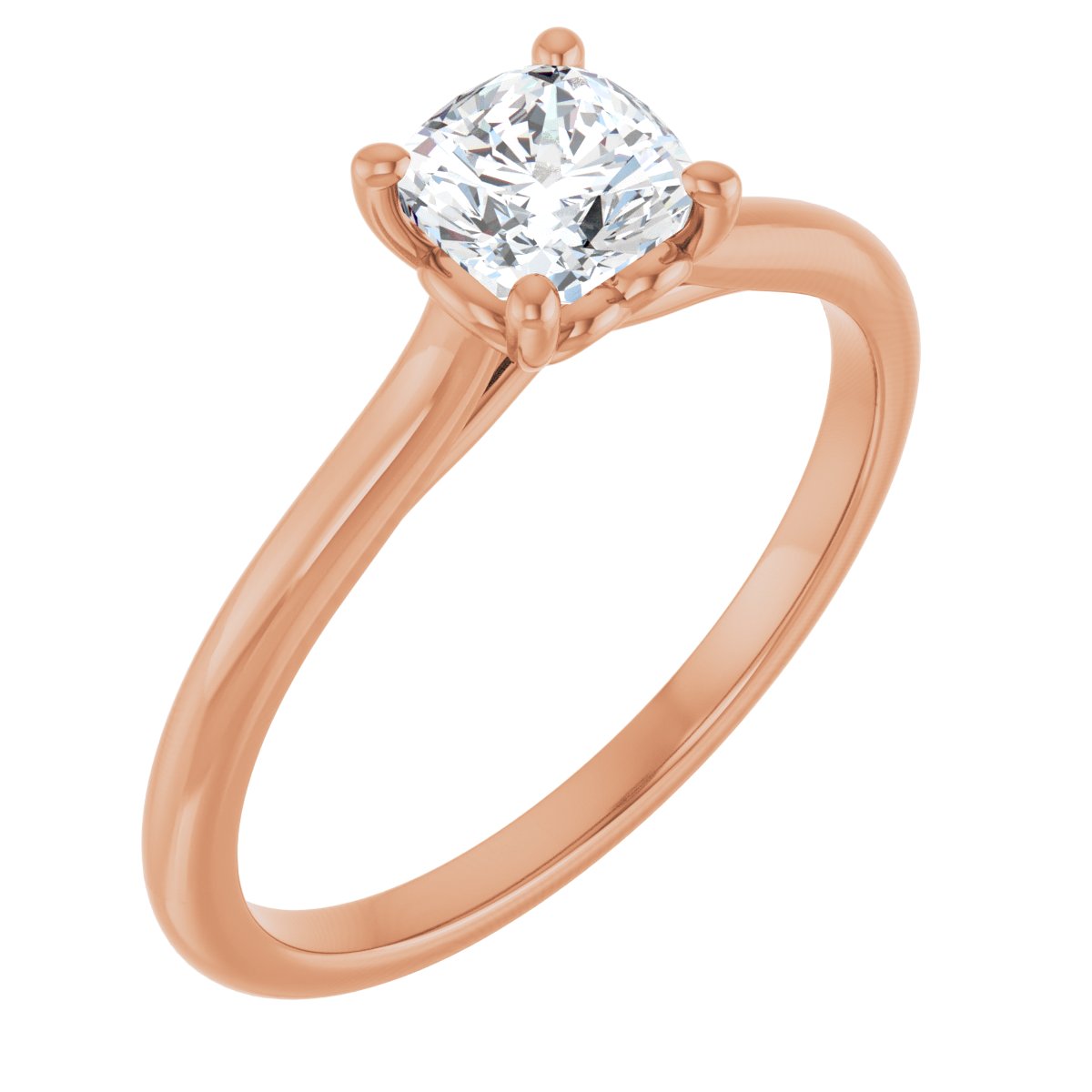 Natural Diamond Cushion Solitaire Engagement Ring Mounting - 14K Gold - Series 123060