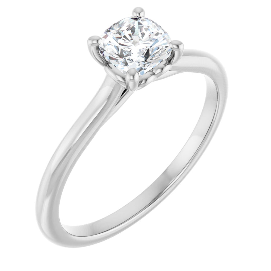 Natural Diamond Cushion Solitaire Engagement Ring Mounting - 14K Gold - Series 123060