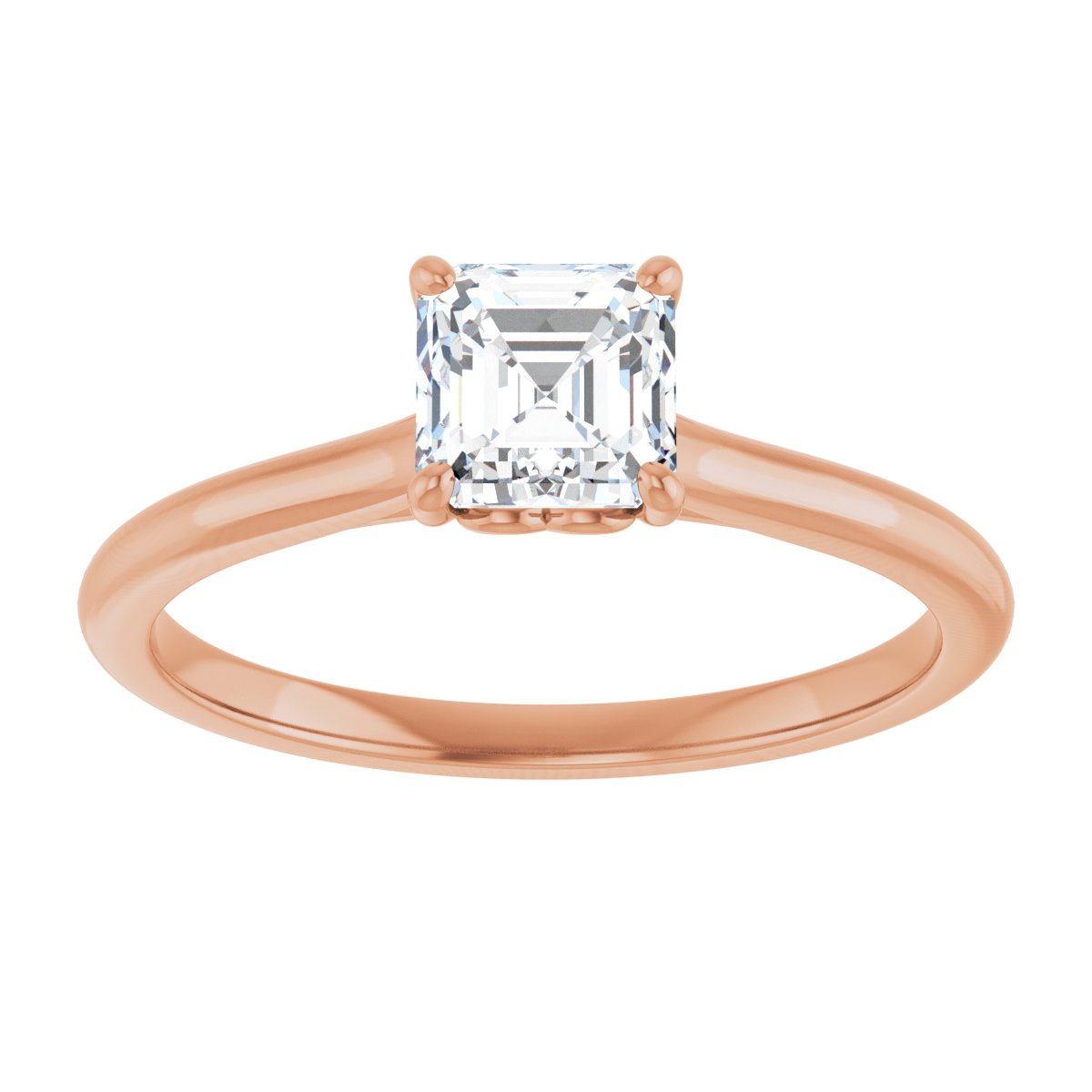Asscher Solitaire Engagement Ring Mounting - gallery - Series 123060