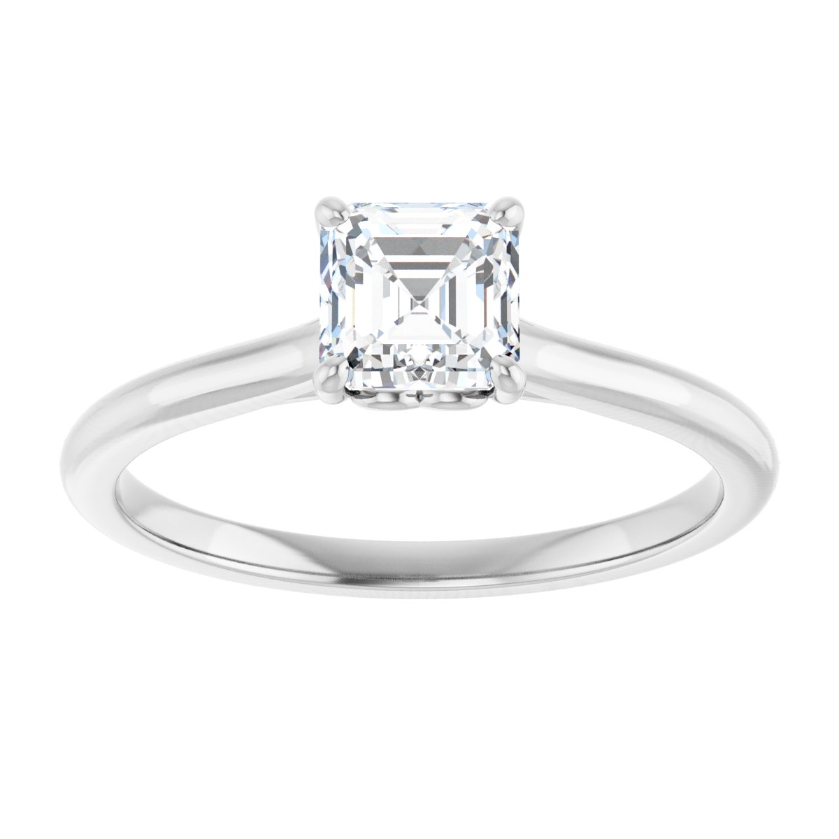Asscher Solitaire Engagement Ring Mounting - gallery - Series 123060