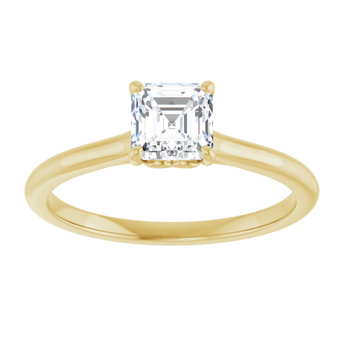 Asscher Solitaire Engagement Ring Mounting - gallery - Series 123060