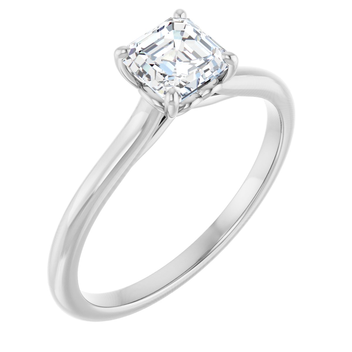 Natural Diamond Asscher Solitaire Engagement Ring Mounting - 14K Gold - Series 123060