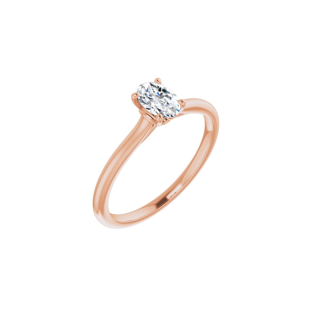 Natural Diamond Oval Solitaire Engagement Ring Mounting - 14K Gold - Series 123060
