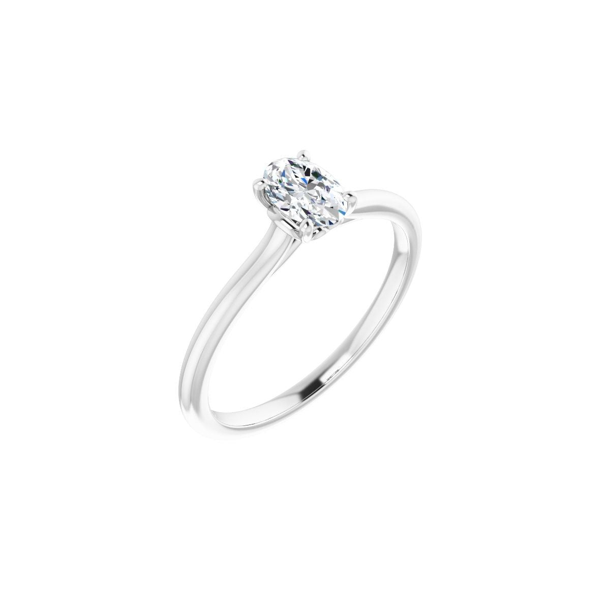 Natural Diamond Oval Solitaire Engagement Ring Mounting - 14K Gold - Series 123060