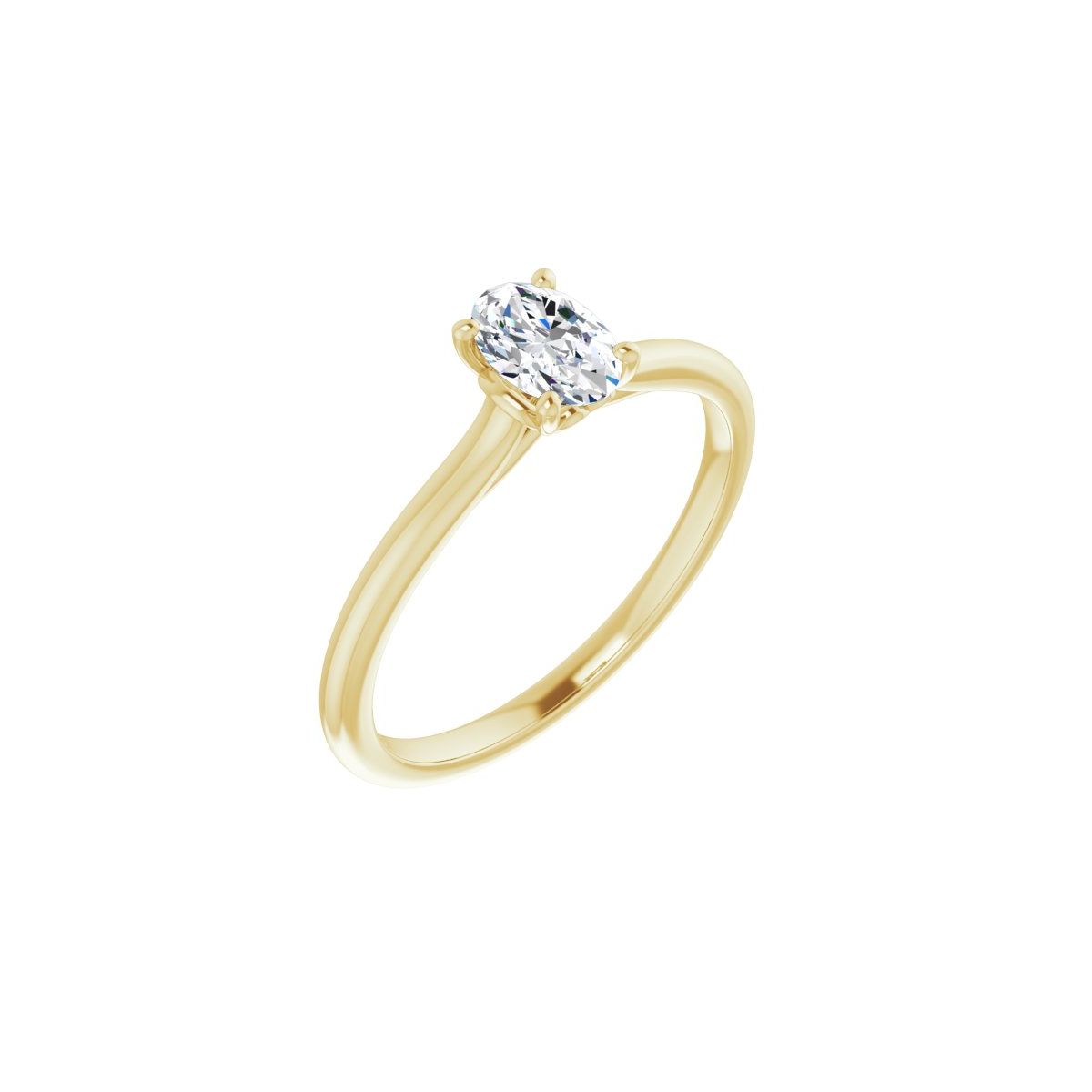 Natural Diamond Oval Solitaire Engagement Ring Mounting - 14K Gold - Series 123060