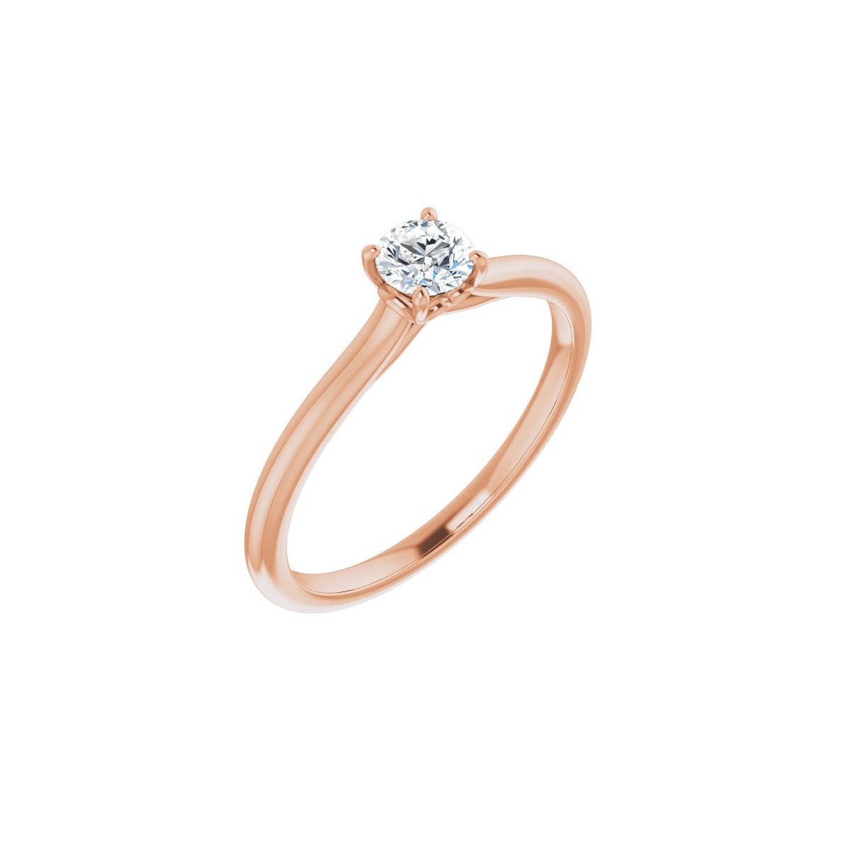 Natural Diamond Round Solitaire Engagement Ring Mounting - 14K Gold - Series 123060