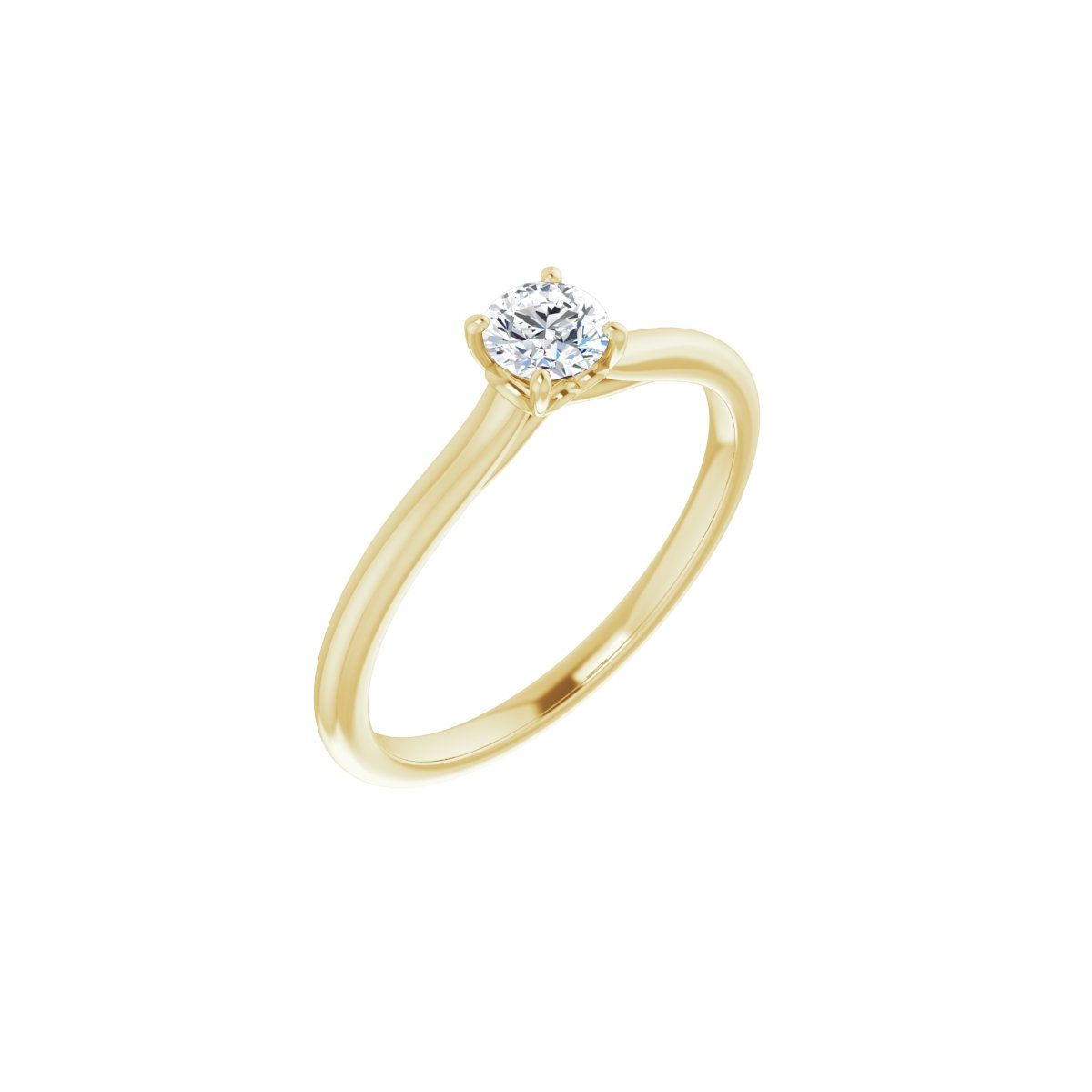 Natural Diamond Round Solitaire Engagement Ring Mounting - 14K Gold - Series 123060