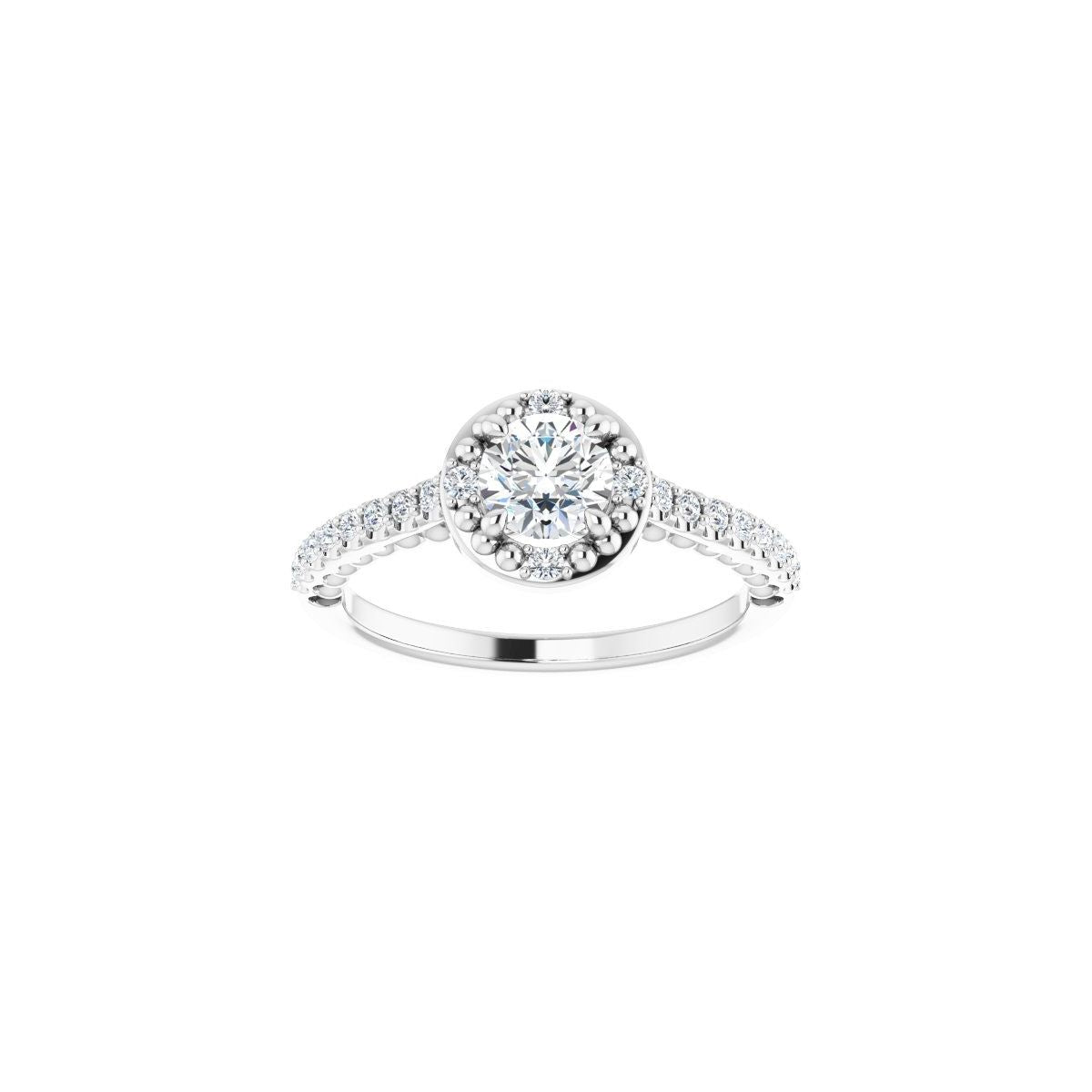 Round Halo-Style Beaded Engagement Ring Semi-Mount - gallery - Series 123144