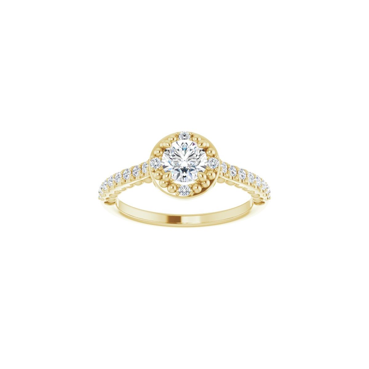 Round Halo-Style Beaded Engagement Ring Semi-Mount - gallery - Series 123144