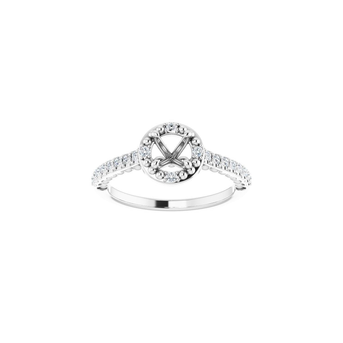 Round Halo-Style Beaded Engagement Ring Semi-Mount - gallery - Series 123144