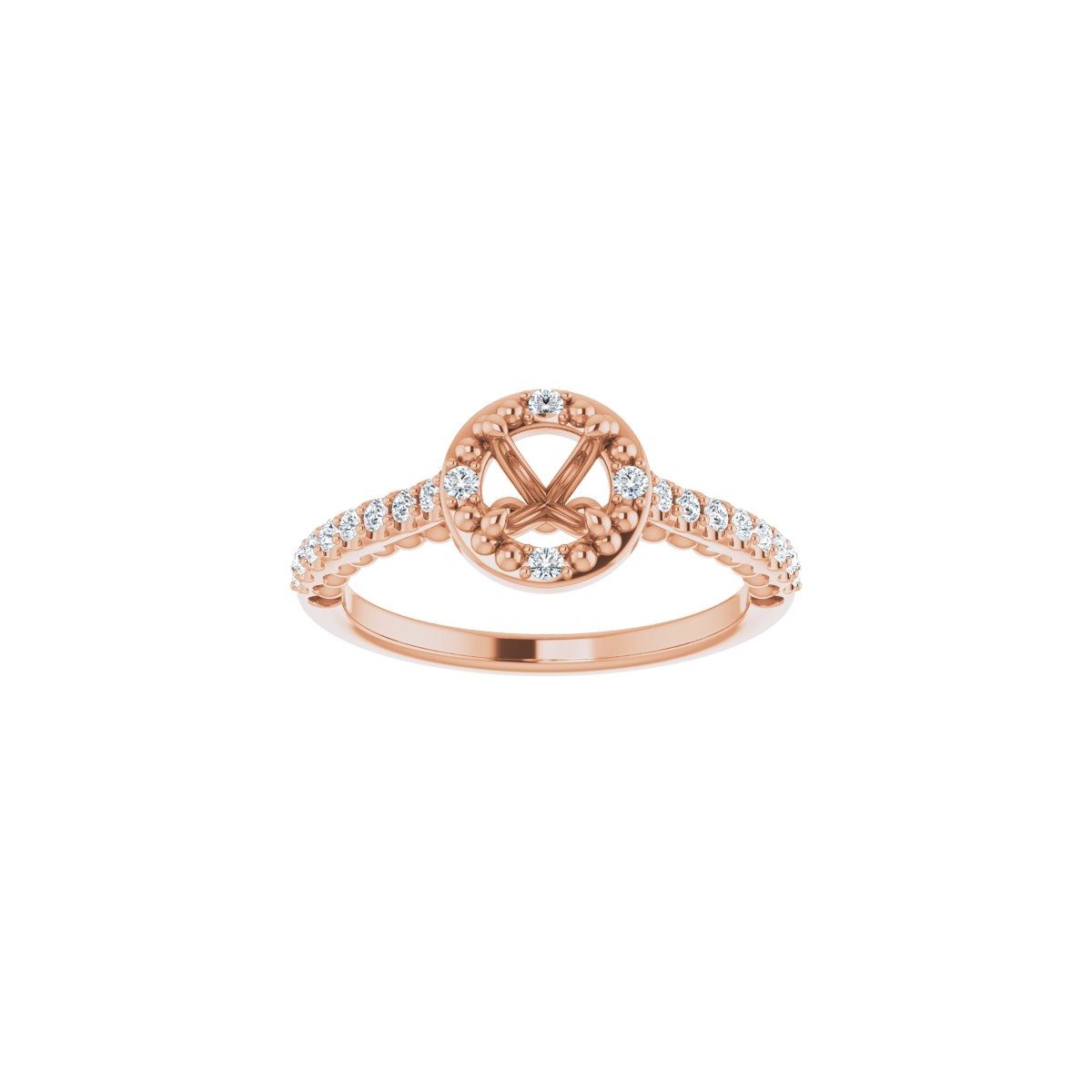 Round Halo-Style Beaded Engagement Ring Semi-Mount - gallery - Series 123144