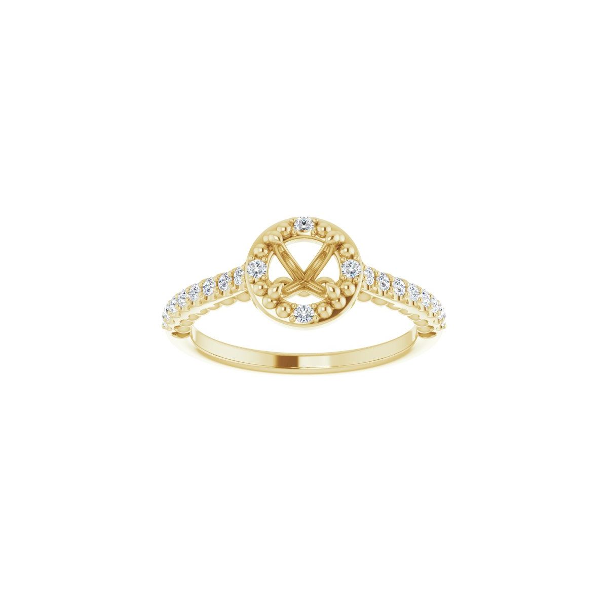 Round Halo-Style Beaded Engagement Ring Semi-Mount - gallery - Series 123144