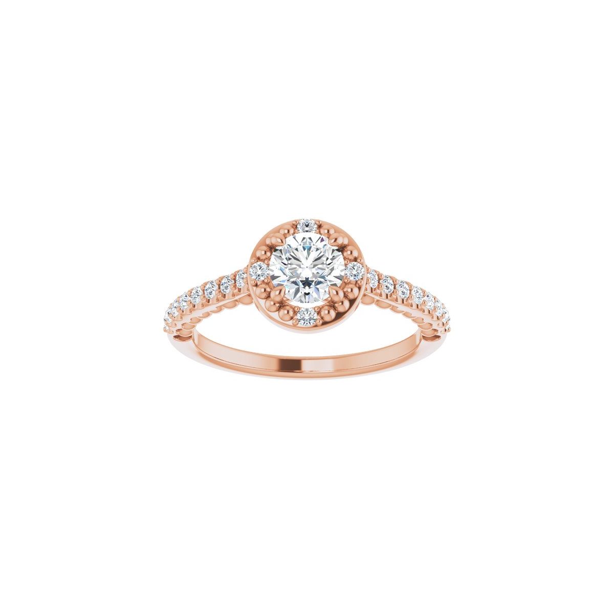 Round Halo-Style Beaded Engagement Ring Semi-Mount - gallery - Series 123144