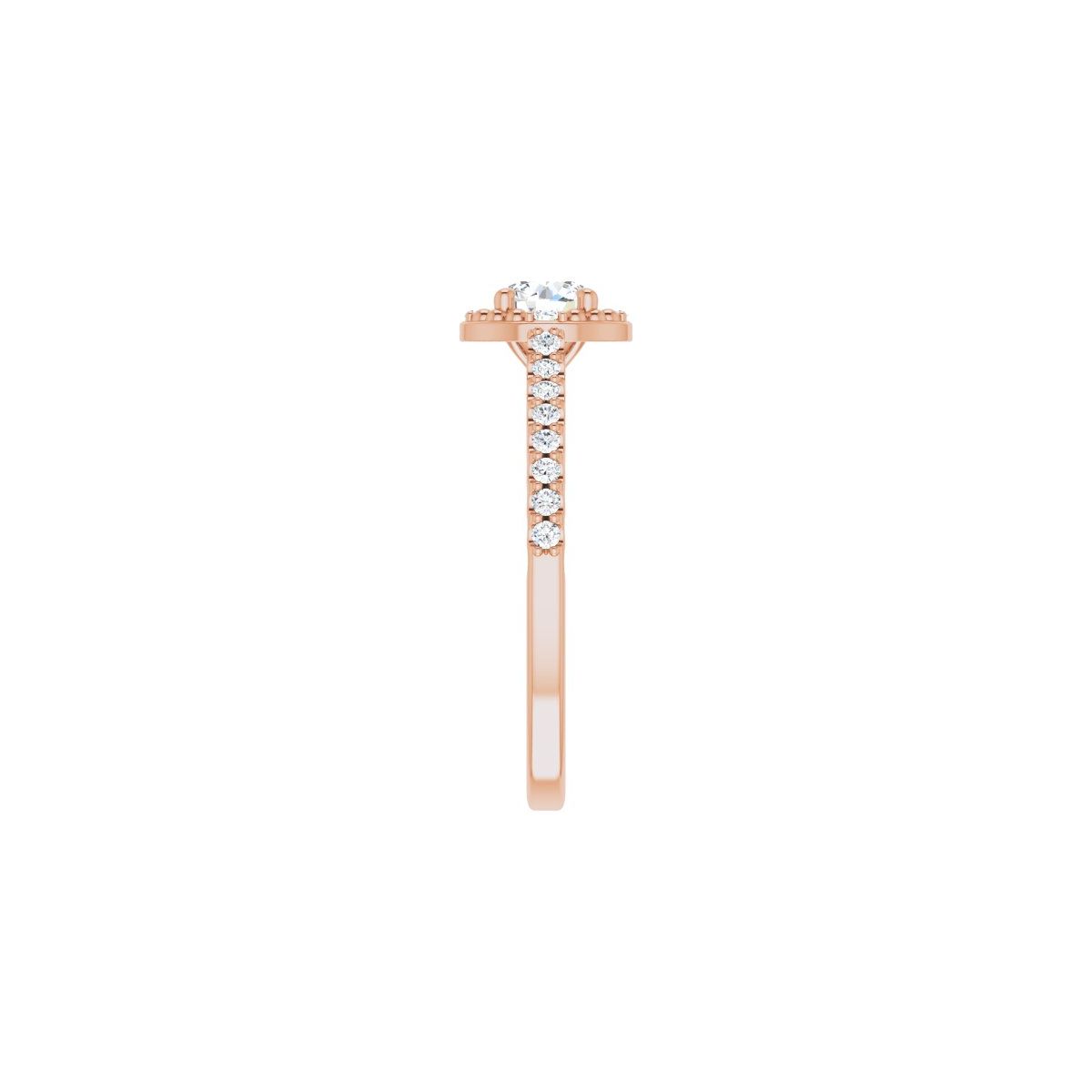 Round Halo-Style Beaded Engagement Ring Semi-Mount - gallery - Series 123144