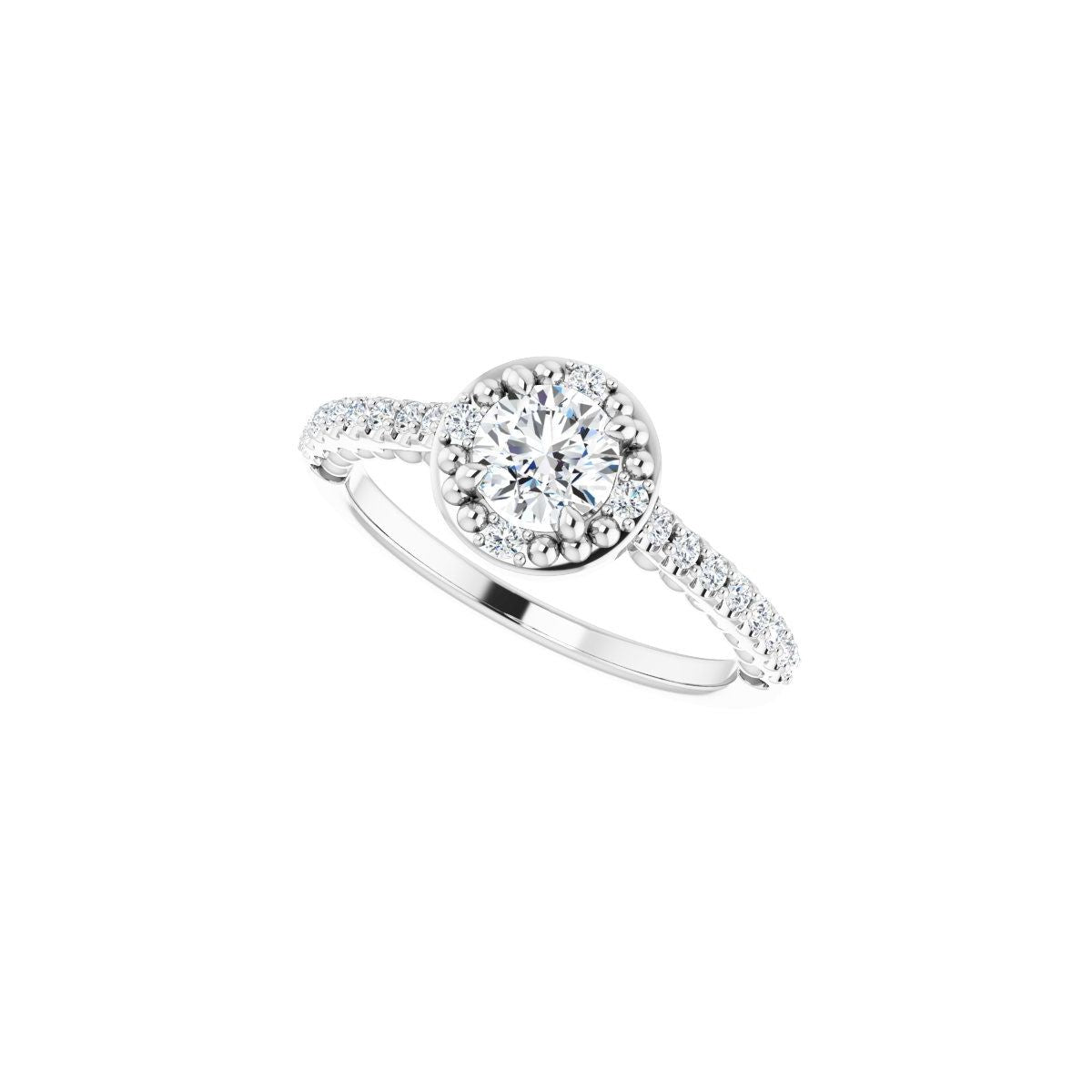 Round Halo-Style Beaded Engagement Ring Semi-Mount - gallery - Series 123144
