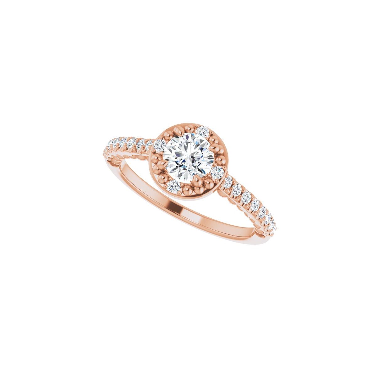 Round Halo-Style Beaded Engagement Ring Semi-Mount - gallery - Series 123144