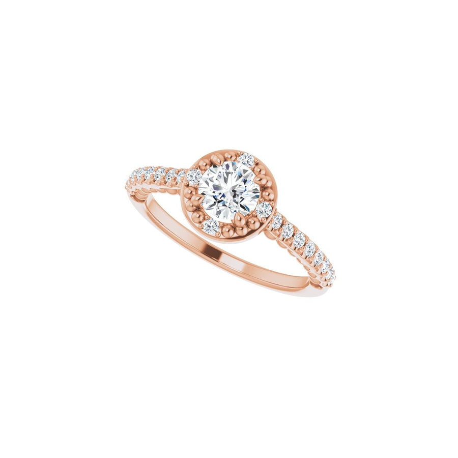 Round Halo-Style Beaded Engagement Ring Semi-Mount - gallery - Series 123144