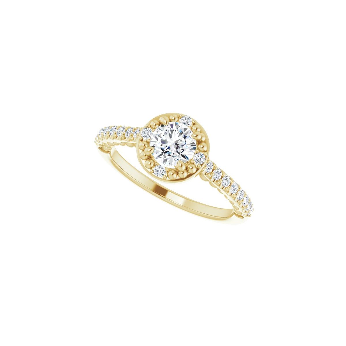 Round Halo-Style Beaded Engagement Ring Semi-Mount - gallery - Series 123144