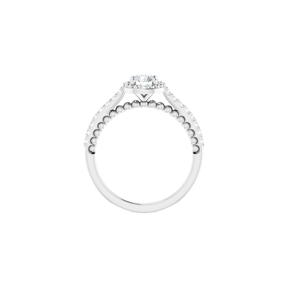 Round Halo-Style Beaded Engagement Ring Semi-Mount - gallery - Series 123144
