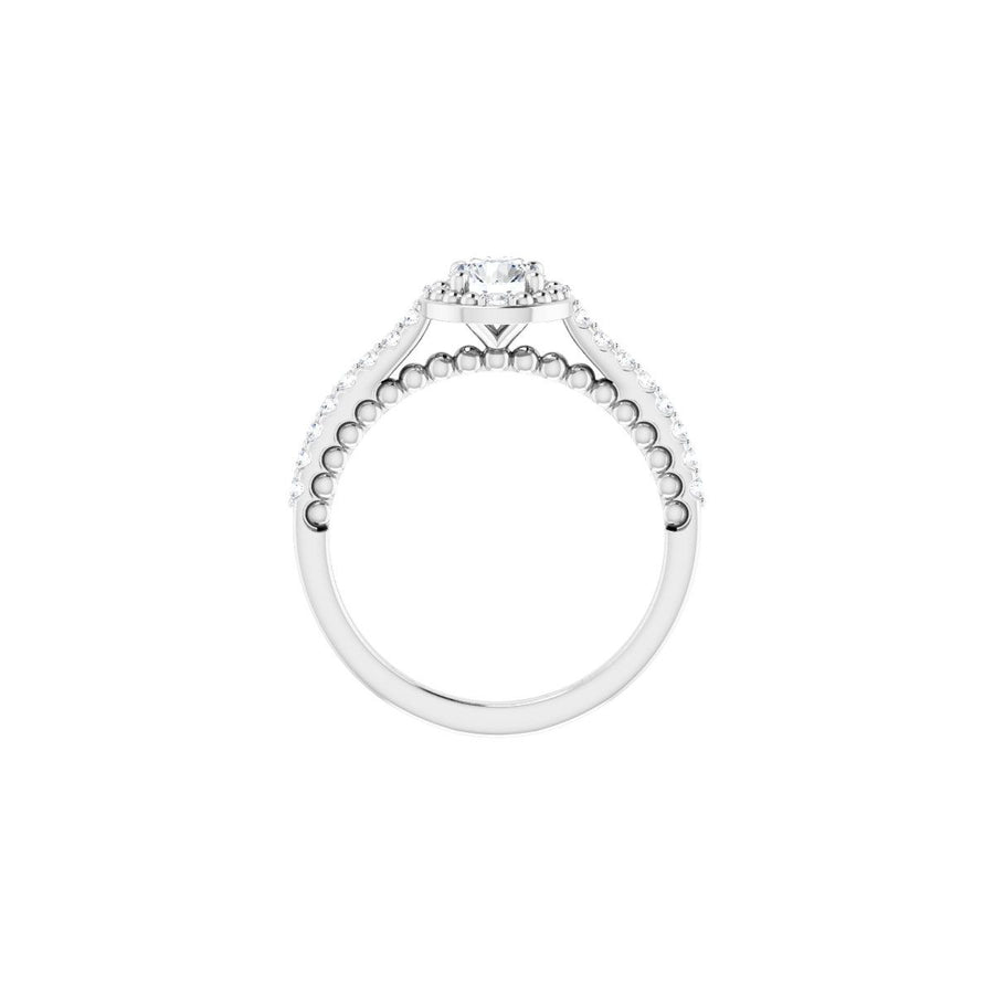 Round Halo-Style Beaded Engagement Ring Semi-Mount - gallery - Series 123144