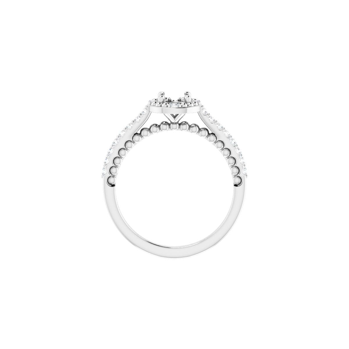 Round Halo-Style Beaded Engagement Ring Semi-Mount - gallery - Series 123144