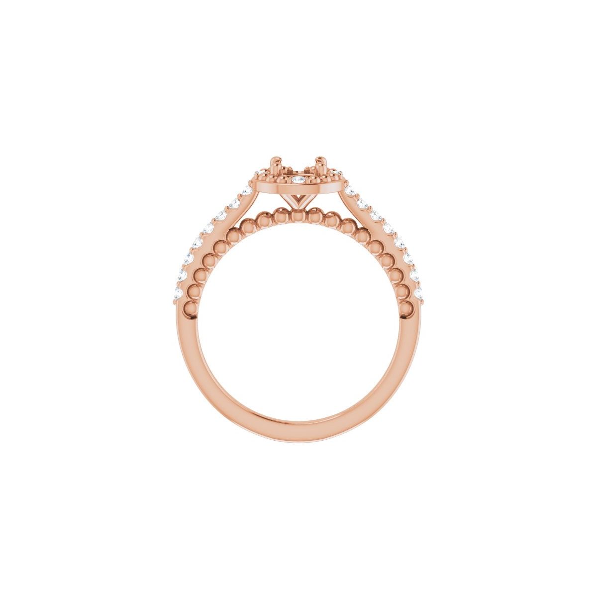 Round Halo-Style Beaded Engagement Ring Semi-Mount - gallery - Series 123144