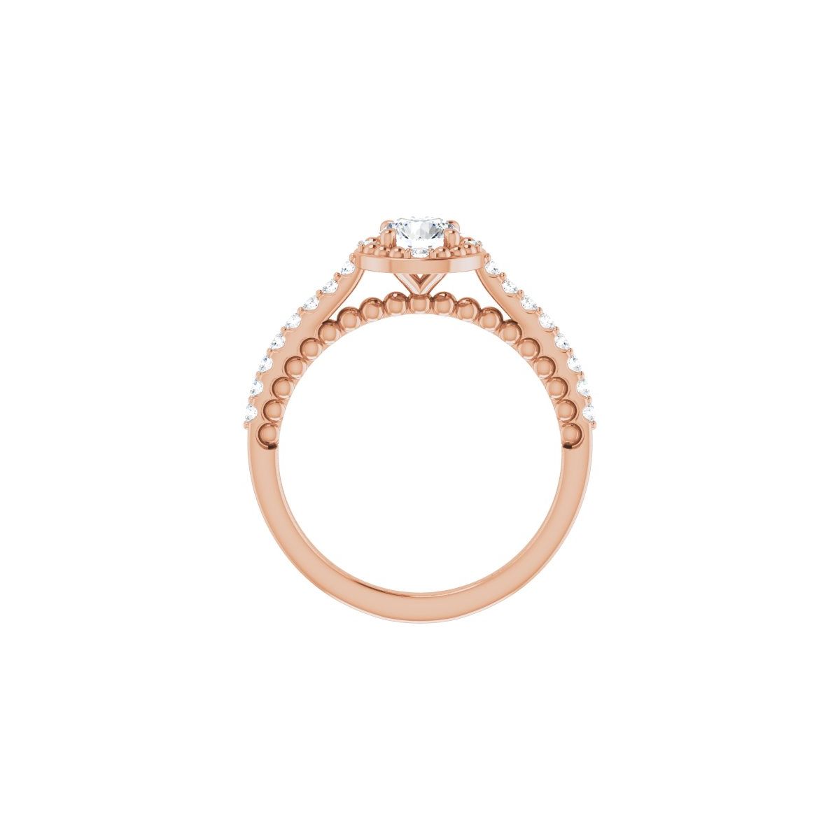 Round Halo-Style Beaded Engagement Ring Semi-Mount - gallery - Series 123144