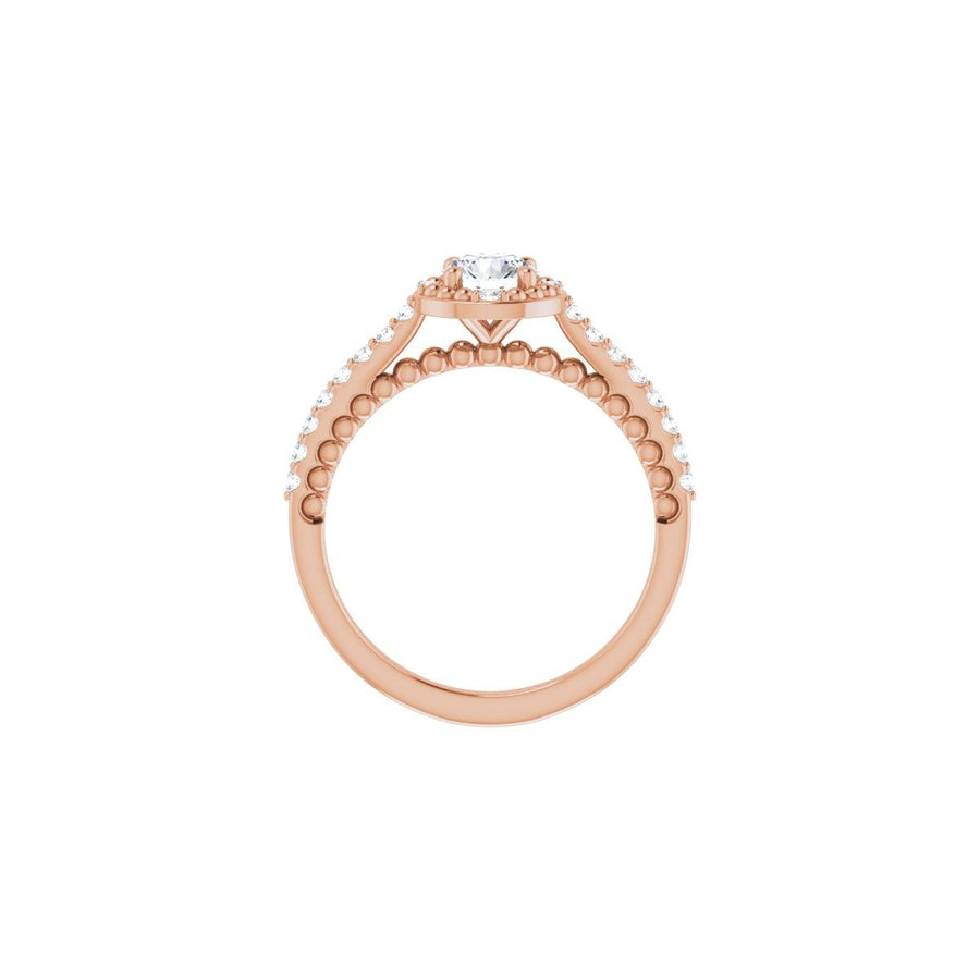 Round Halo-Style Beaded Engagement Ring Semi-Mount - gallery - Series 123144