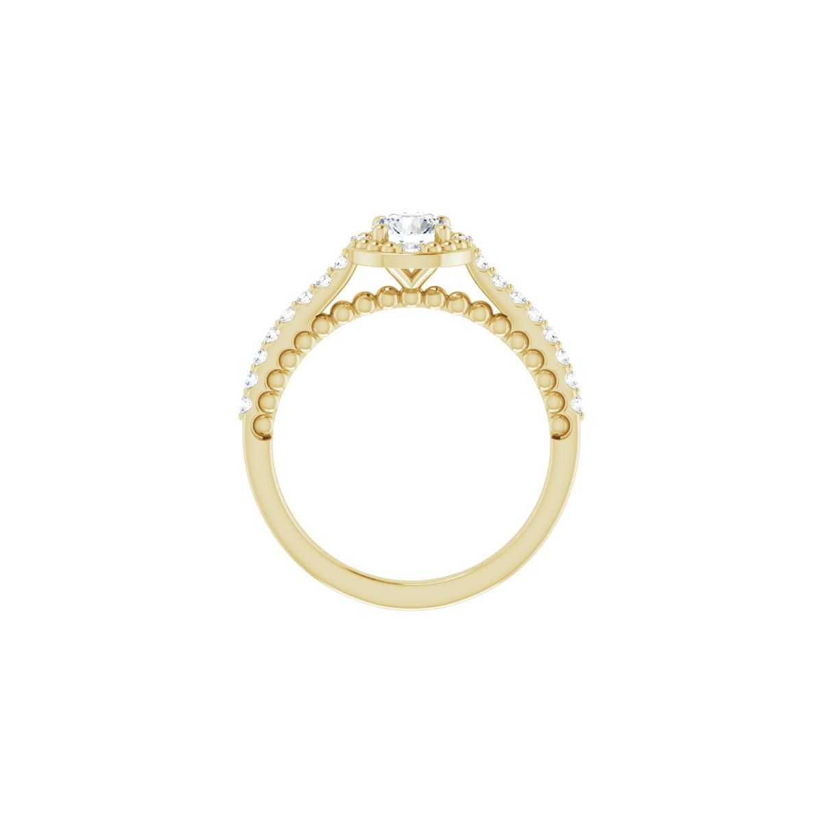 Round Halo-Style Beaded Engagement Ring Semi-Mount - gallery - Series 123144